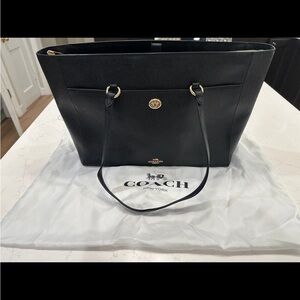 Coach Black Leather Tote Bag